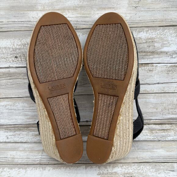 Ralph Lauren Penelopie Sandals Sz 8B Black Canvas Espadrille Slingback Coastal - Picture 11 of 11